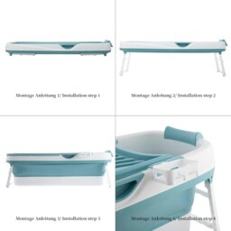 Rackhams Portable Folding Shower Bathtub Adult Freestanding Bathtub for Small Bathrooms with Soap Basket - thumbnail 2