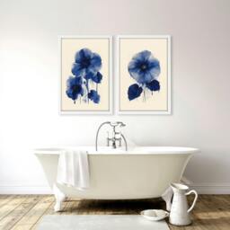 Rackhams Pictures For Bathrooms Wall - Set of 2 Botanical Wall art Prints - A2 16.54 x 23.39 in / 42 x 59.4 cm - Matte Museum Quality Art Paper 290 gsm - White Frame - thumbnail 3