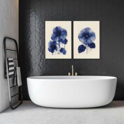 Rackhams Pictures For Bathrooms Wall - Set of 2 Botanical Wall art Prints - A2 16.54 x 23.39 in / 42 x 59.4 cm - Matte Museum Quality Art Paper 290 gsm - White Frame - thumbnail 1