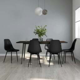 Rackhams Dining Chairs 6 pcs Black PP - Black - PP (polypropylene), powder-coated metal
