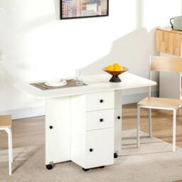 Rackhams Multi-Storage Six-Person Drop Leaf Dining Table - White - thumbnail 2