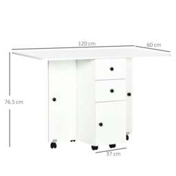 Rackhams Multi-Storage Six-Person Drop Leaf Dining Table - White - thumbnail 3