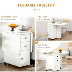 Rackhams Multi-Storage Six-Person Drop Leaf Dining Table - White - thumbnail 5