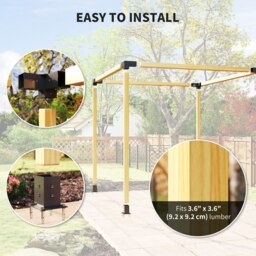 Rackhams Pergola Kit with 3-Way Corner Brackets & Post Base for 92mm Lumber - thumbnail 4