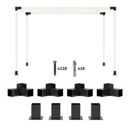 Rackhams Pergola Kit with 3-Way Corner Brackets & Post Base for 92mm Lumber - thumbnail 2