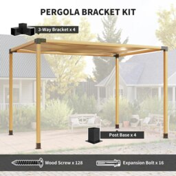 Rackhams Pergola Kit with 3-Way Corner Brackets & Post Base for 92mm Lumber - thumbnail 3