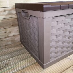 Rackhams Huge XXL 634 Litre Rattan Sit On Cushion Garden Storage Seat Decking Box - Brown - thumbnail 4