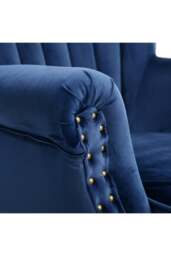 Rackhams Vintage Velvet Wing Back Armchair with Studs - Blue - thumbnail 5