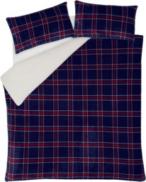 Rackhams Check Printed Flannel Fleece Duvet Set - Navy - Single (135cm x 200cm) - thumbnail 4