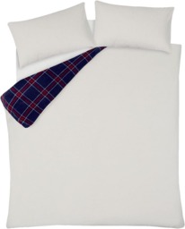 Rackhams Check Printed Flannel Fleece Duvet Set - Navy - Single (135cm x 200cm) - thumbnail 5