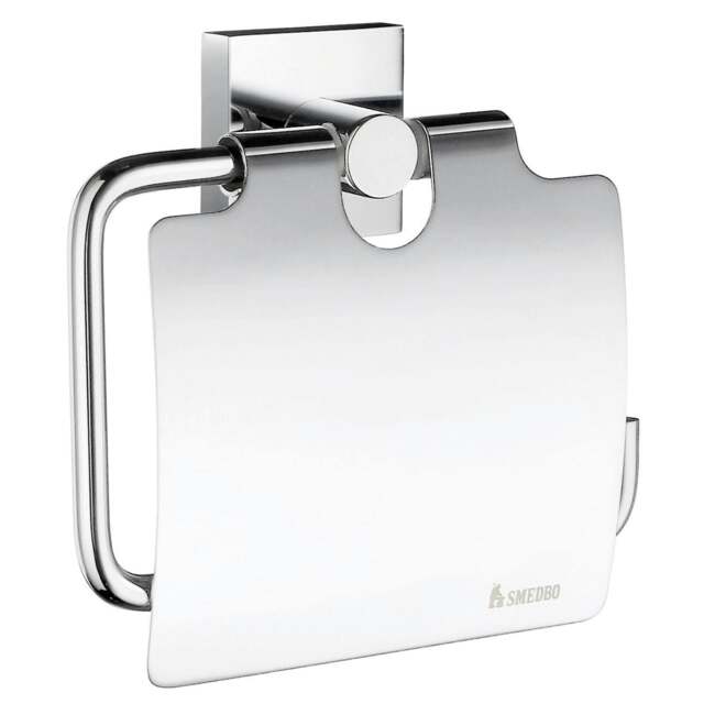Rackhams Polished Chrome Toilet Roll Holder with Lid
