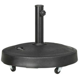 Rackhams 23.5kg Resin Outdoor Garden Parasol Base with Wheels and Retractable Handles, Round Umbrella Stand Weight for Poles of 38mm to 48mm - Black - thumbnail 2