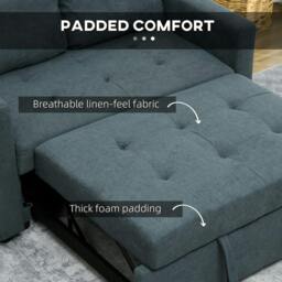 Rackhams Loveseat Sofa Bed, Convertible Bed Settee with 2 Cushions, Side Pockets for Living Room, Charcoal Grey - thumbnail 6