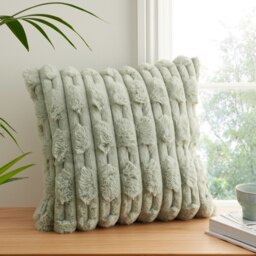 Rackhams So Soft Carved Faux Fur Cushion - Sage Green - Sage Green - 50x50cm