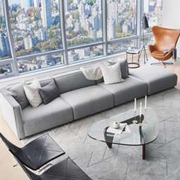 Rackhams Oakland Four Seater Sofa, Modular Sofa - Four Seater 350cm - With Ottoman - Light Grey - thumbnail 4