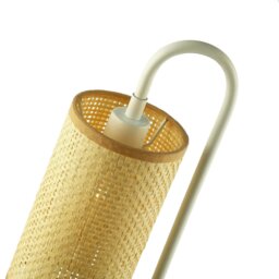 Rackhams Vintage Classic White Gloss Table Lamp with Tubular Woven Rattan Shade - thumbnail 5