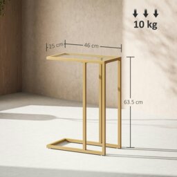 Rackhams C-Shaped Side Table, End Table with Tempered Glass Tabletop, Gold - Gold Tone - thumbnail 5