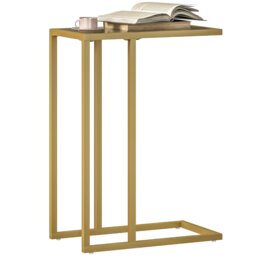 Rackhams C-Shaped Side Table, End Table with Tempered Glass Tabletop, Gold - Gold Tone - thumbnail 2