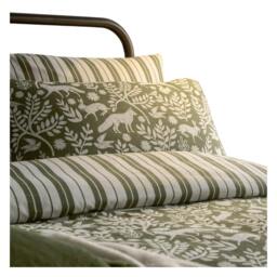 Rackhams Skandi Woodland Reversible Brushed Cotton Duvet Cover Set - Thyme Green - King - Thyme Green - 100% Cotton - thumbnail 3
