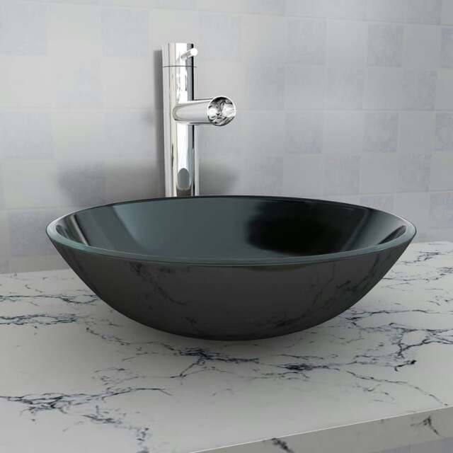 Rackhams Basin Tempered Glass 42 cm Black