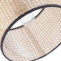 Rackhams Natural Wicker Rattan Drum Shaped Pendant Lamp Shade with Black Cotton Trims - thumbnail 4