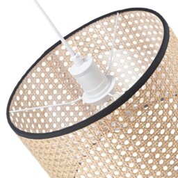 Rackhams Natural Wicker Rattan Drum Shaped Pendant Lamp Shade with Black Cotton Trims - thumbnail 5