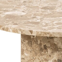 Rackhams Naxos Round Coffee Table in Brown Marble - 1 - Latte brown Marble - Brown - thumbnail 6