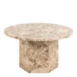 Rackhams Naxos Round Coffee Table in Brown Marble - 1 - Latte brown Marble - Brown