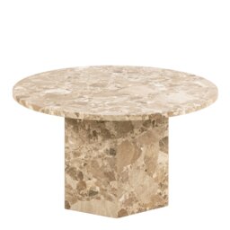 Rackhams Naxos Round Coffee Table in Brown Marble - 1 - Latte brown Marble - Brown - thumbnail 2