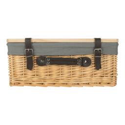 Rackhams Buff Grey Lined Willow Picnic Basket with Pinewood Lid - Medium - 1 - Wicker and Pinewood - thumbnail 4