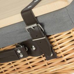 Rackhams Buff Grey Lined Willow Picnic Basket with Pinewood Lid - Medium - 1 - Wicker and Pinewood - thumbnail 5