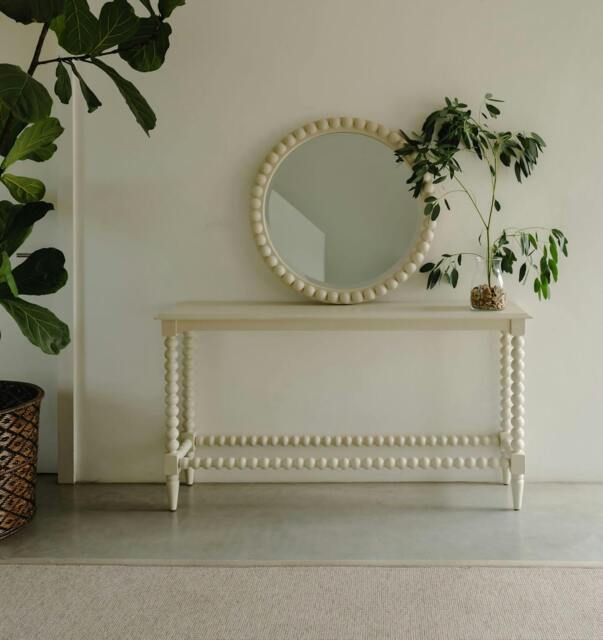 Rackhams Cromwell Large Console table with Bobbin Design - Linen, Cream - image 1