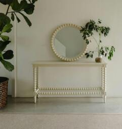 Rackhams Cromwell Large Console table with Bobbin Design - Linen, Cream