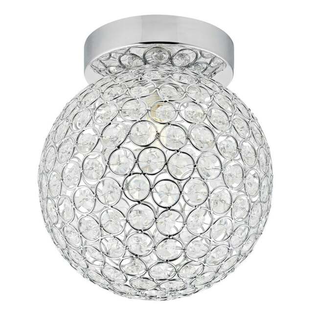 Rackhams Modern Chrome and Clear Glass IP44 Rated Bathroom Ceiling Light - image 1