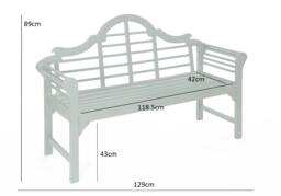Rackhams PU Painted Lutyens Style Wooden Garden Bench - Pearl White - Acacia Wood - Pearl White - thumbnail 3