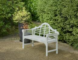 Rackhams PU Painted Lutyens Style Wooden Garden Bench - Pearl White - Acacia Wood - Pearl White - thumbnail 1