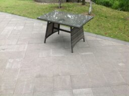 Rackhams Dark Grey Mixed Rattan Dining Table Garden Furniture With Clear Tempered Glass - thumbnail 2