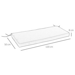 Rackhams Garden Bench Cushion 2 Seater Seat Pad Indoor& Outdoor Use Black - Light Grey - Polyester - 120cm x 50cm x 8cm - thumbnail 6