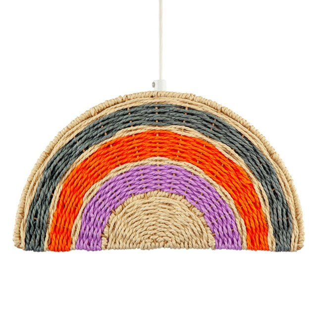 Rackhams Multi Coloured Rainbow Stripes Childrens Ceiling Pendant Light Shade - image 1