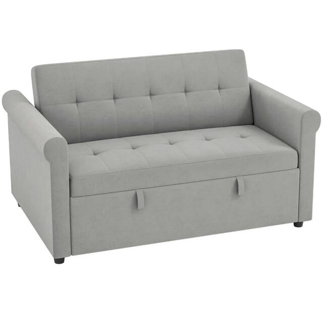 Rackhams Two-Seater Velvet-Feel Sofa Bed - Grey