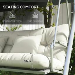 Rackhams Back and Seat Cushion Replacement with 2 Pillows, Patio Chair Cushions Set with Ties, White - thumbnail 6