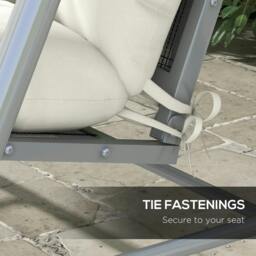 Rackhams Back and Seat Cushion Replacement with 2 Pillows, Patio Chair Cushions Set with Ties, White - thumbnail 5