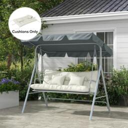 Rackhams Back and Seat Cushion Replacement with 2 Pillows, Patio Chair Cushions Set with Ties, White - thumbnail 2