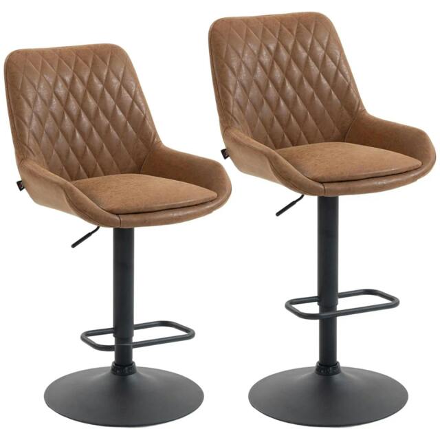 Rackhams Set of Two Faux Leather Retro Bar Stools - Orange