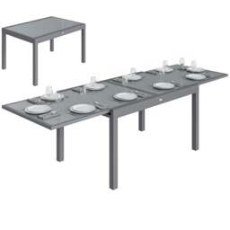 Rackhams Aluminium Extending Garden Table, Glass Top Dining Table, Grey - 1 - 135/270 x 90 x 75 cm - 90 - thumbnail 2