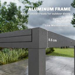 Rackhams Aluminium Extending Garden Table, Glass Top Dining Table, Grey - 1 - 135/270 x 90 x 75 cm - 90 - thumbnail 5