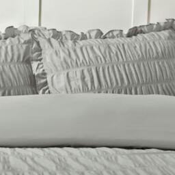 Rackhams Seersucker Frill Duvet Cover Set - Silver - Super King - thumbnail 5