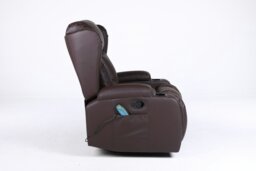 Rackhams Copenhagan Leather Manual Recliner Armchair with Heat Massager in Brown - Brown - thumbnail 6
