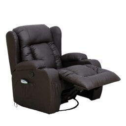 Rackhams Copenhagan Leather Manual Recliner Armchair with Heat Massager in Brown - Brown