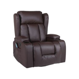 Rackhams Copenhagan Leather Manual Recliner Armchair with Heat Massager in Brown - Brown - thumbnail 2